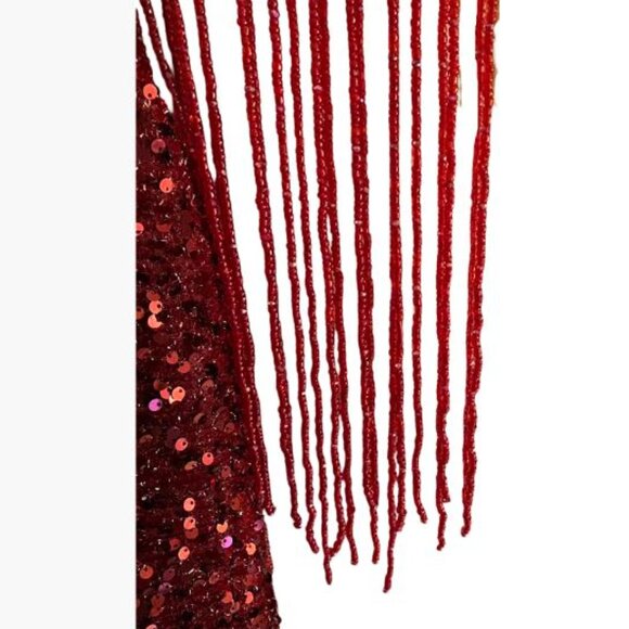 Unbranded Red Sequin Gown with V-Neck Illusion Front and V-Neck Back Size 18 EUC - Picture 7 of 13